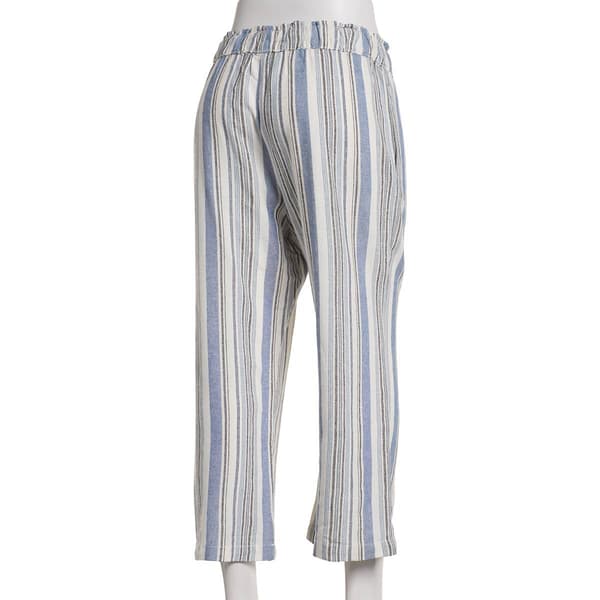 Womens da-sh Stripe Linen Capri Pants-Navy