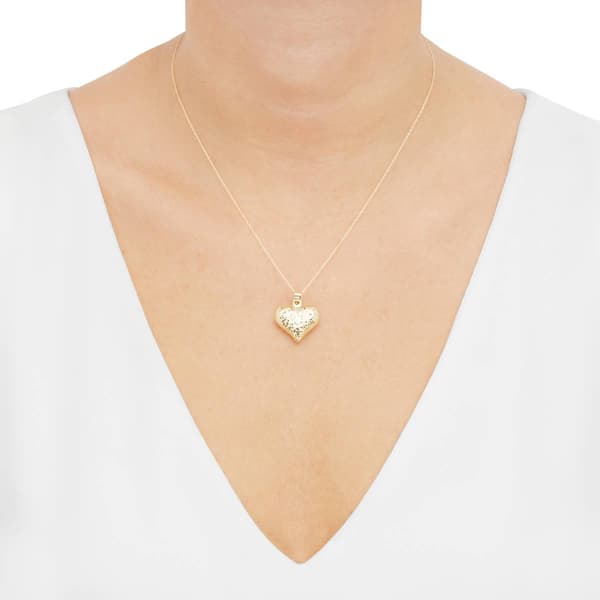 Gold Classics™ Diamond-Cut Puff Heart Pendant Necklace