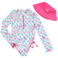 Girls (7-12) Betsey Johnson Floral Check Rashguard with Hat - image 1