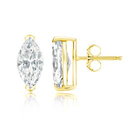 Parikhs 14 kt. Yellow Gold Marquise Diamond Stud Earrings