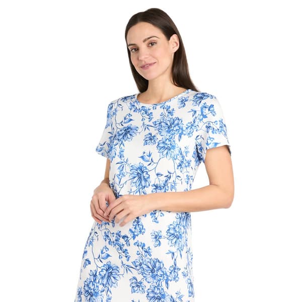 Petite R&M Richards Floral Print Linen T-Shirt Shift Dress