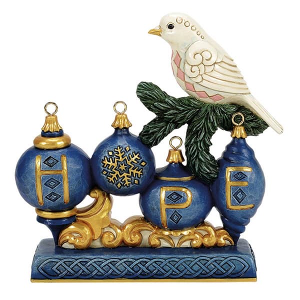 Jim Shore Blue & Gold Hope w/ Dove Christmas Figurine - image 