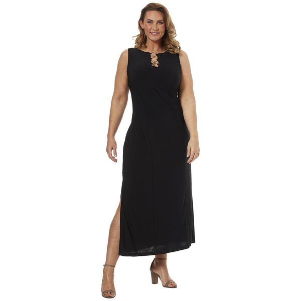 Plus Size MSK Sleeveless Three Ring Solid Shift Dress - image 