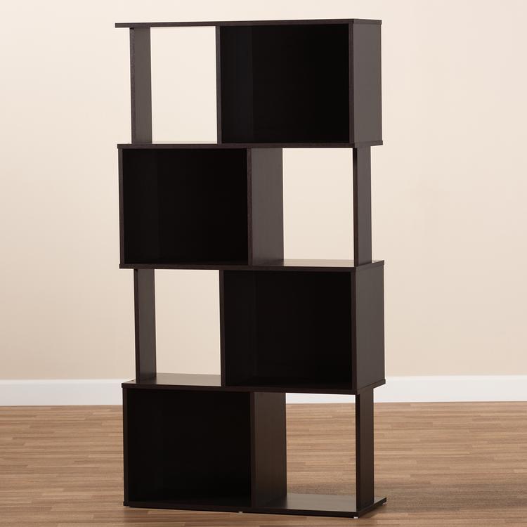 Baxton Studio Riva Geometric Wood Bookshelf