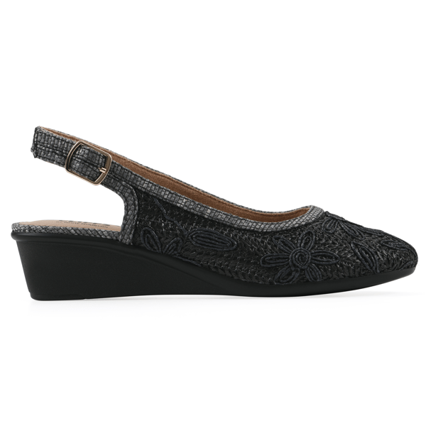 Womens Cliffs by White Mountain Boris Wedge Slingback Heels -Wide
