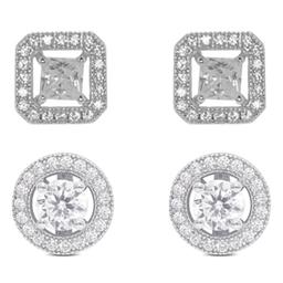 Sterling Silver Diamond Simulant 2pc. Earrings