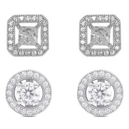 Sterling Silver Diamond Simulant 2pc. Earrings