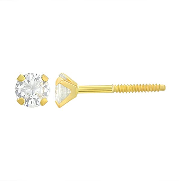 Kids 3mm 14kt. Yellow Gold CZ Stud Earrings - image 