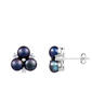 Splendid Pearls Black Cluster Pearl Sterling Silver Earrings - image 1