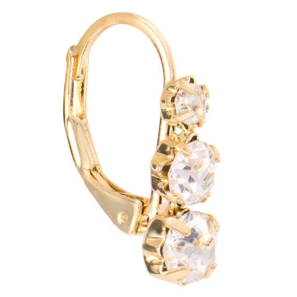 Athra 14kt. Gold Over Brass 3 Crystal Stones Huggie Hoop Earrings