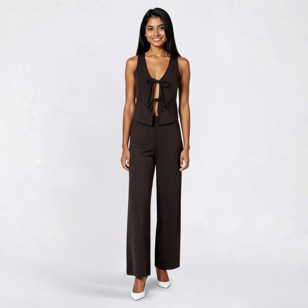 Juniors Madden Girl Knit Dobby Vest Jumpsuit with Tie Front