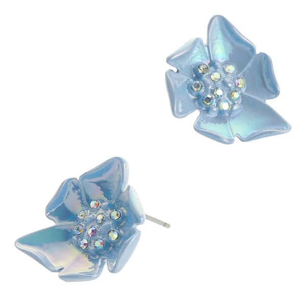 Betsey Johnson Garden Glam Flower Stud Earrings - Light Blue