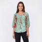 Womens Figueroa & Flower 3/4 Sleeve Lace Detail Floral Blouse - image 1