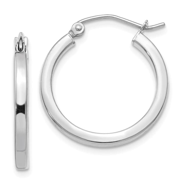 Gold Classics&#40;tm&#41; 14kt. White Gold 2mm Square Hoop Earrings - image 