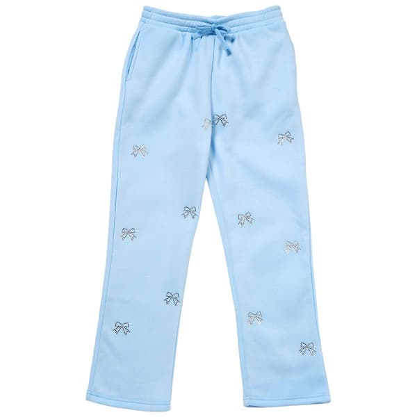 Girls (7-16) Jolie & Joy Rhinestone Bows Fleece Sweatpants - image 