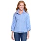Petite Ali Miles 3/4 Sleeve Button Front Stripe Ruffle Hem Blouse - image 1