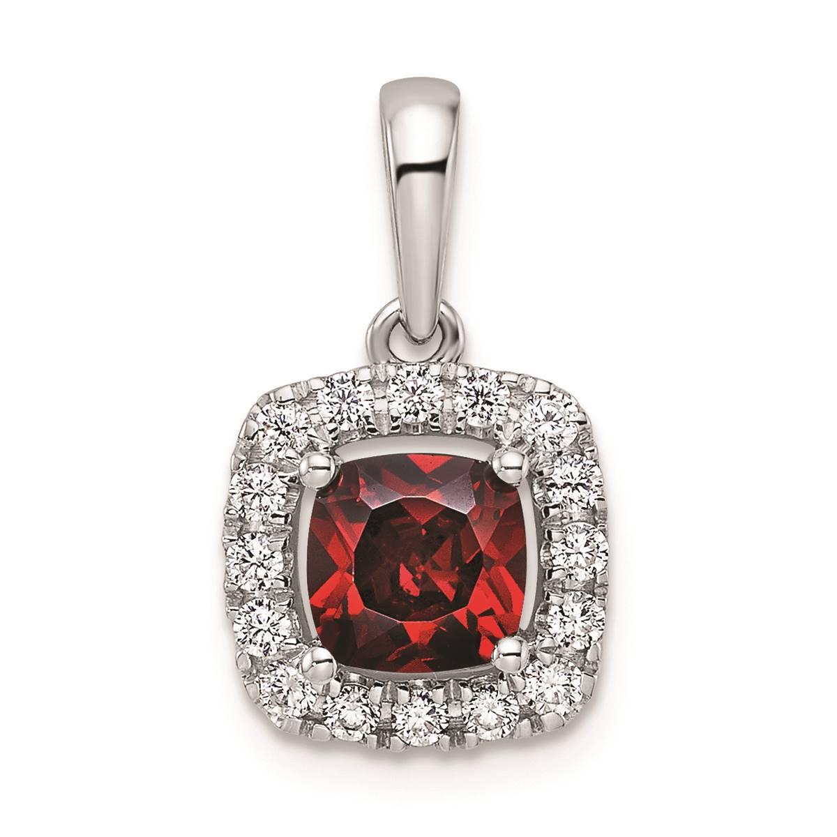 Pure Fire 14kt White Gold Lab Grown Diamond & Garnet Halo...