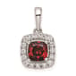 Pure Fire 14kt White Gold Lab Grown Diamond & Garnet Halo Pendant - image 1