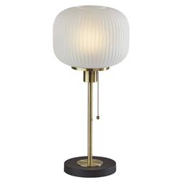 HomeRoots 22in. Ribbed Frosted Glass Dome Table Lamp