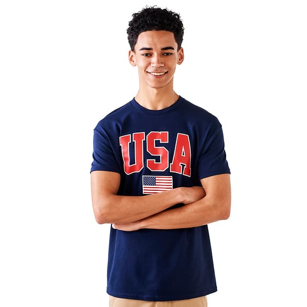 Mens Patriotic Classic USA Flag Short Sleeve Graphic T-Shirt - image 