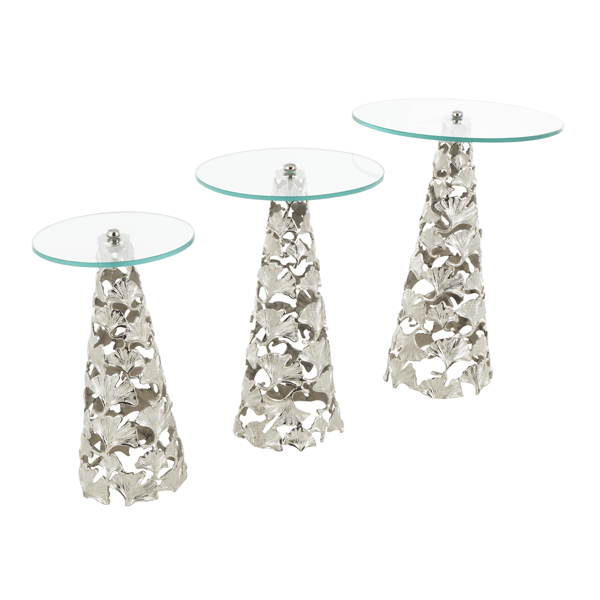 9th & Pike® Contemporary Silver Aluminum Metal Accent Table Set