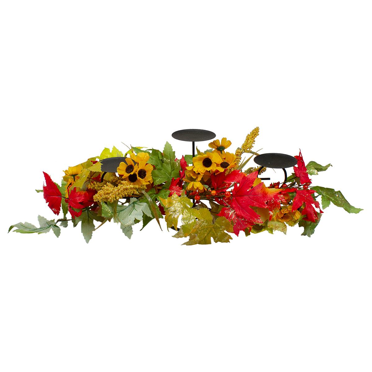 Northlight Seasonal Sunflower and Leaves Fall Candle Holder