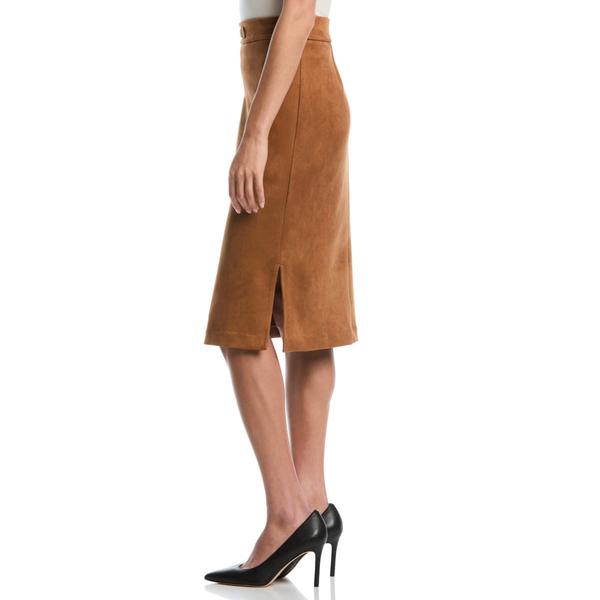Petite Rafaella® Novelty Belt Suede Midi Skirt