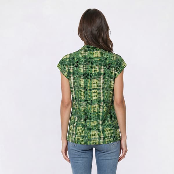 Womens Kasper Cap Sleeve V-Neck Scale Stripe Blouse