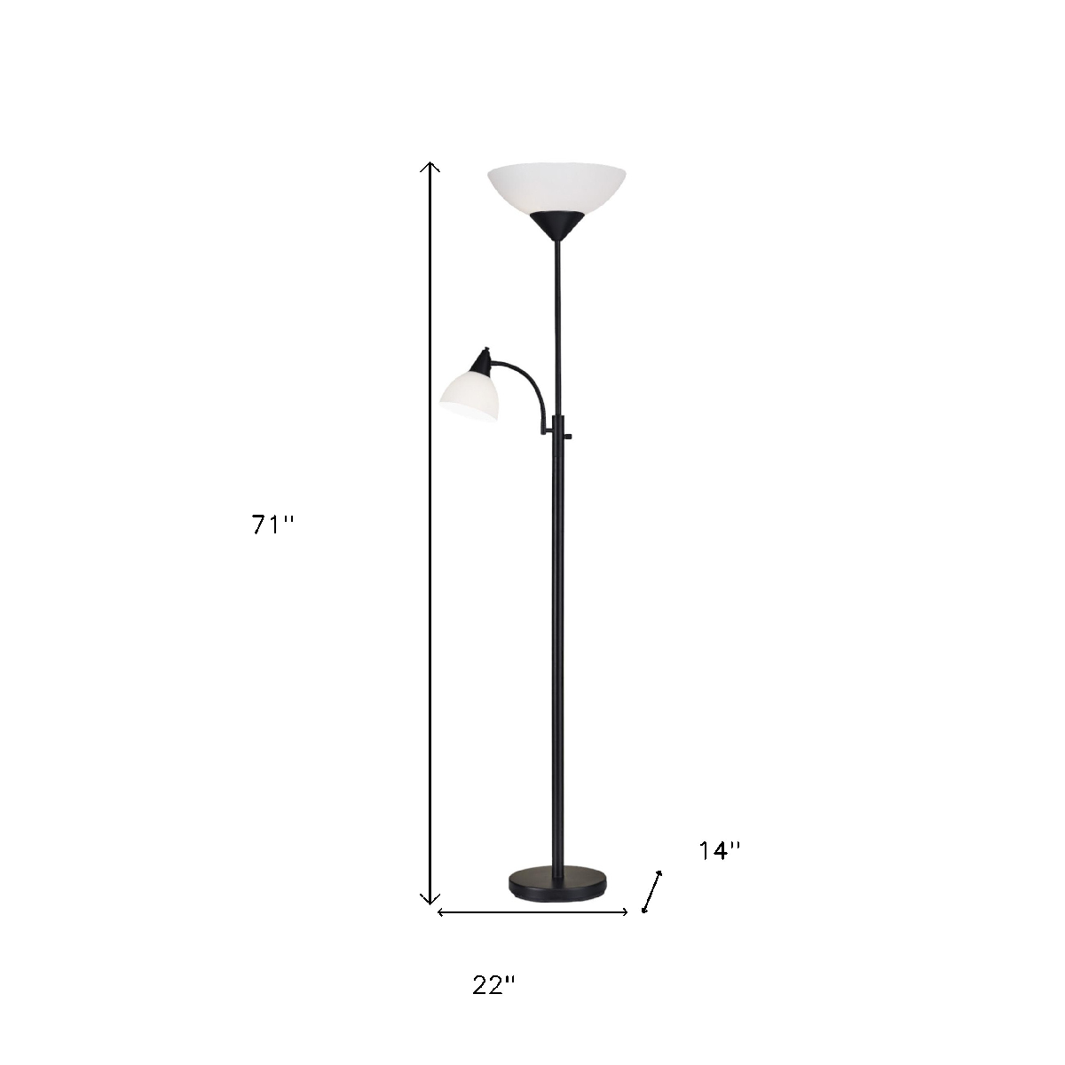 HomeRoots 71in. Two Light Torchiere Floor Lamp