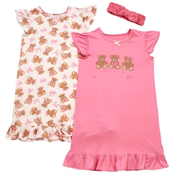Girls (8-14) Betsey Johnson Teddy Bear 2pk. Nightgowns - image 