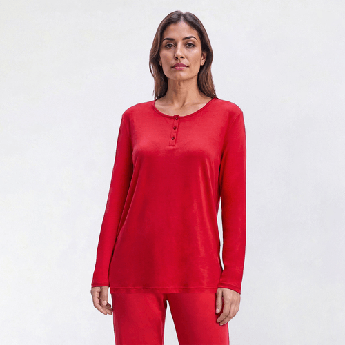 Plus Size MUK LUKS® Cloud Knit Solid Henley Pajama Top