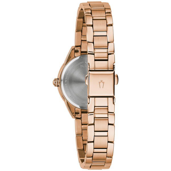 Womens Bulova Rosetone Diamond Accent Bracelet Watch - 97P151