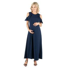 Womens 24/7 Comfort Apparel Cold Shoulder Maternity A-Line Dress