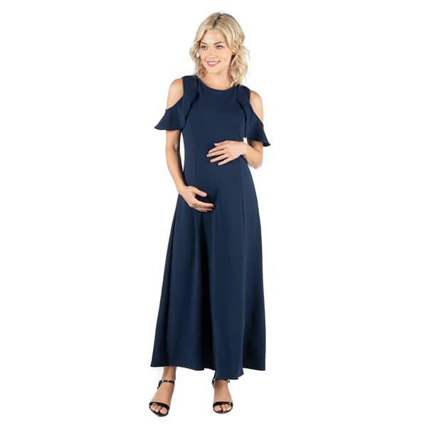 Womens 24/7 Comfort Apparel Cold Shoulder Maternity A-Line Dress - image 