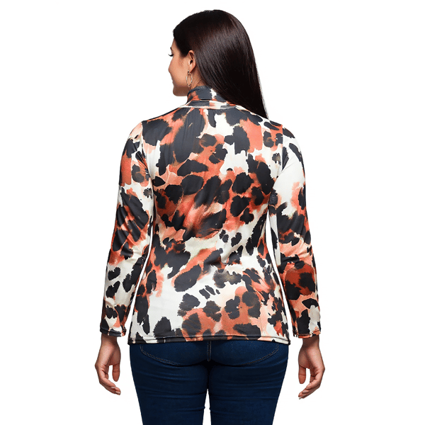 Plus Size 24/7 Comfort Apparel Animal Print Turtleneck Top