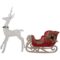 Northlight 51in. White Reindeer with Sleigh Christmas Decoration