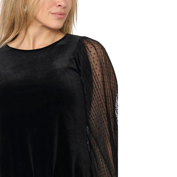 Petite MSK Long Sheer Sleeve Velvet Shift Dress