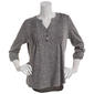 Plus Size Notations 3/4 Sleeve Solid Pintuck Yoke Henley Blouse - image 1