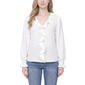 Petite NY Collection Long Sleeve Solid Ruffle Lace Trim Blouse - image 1