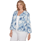 Plus Size Ruby Rd. French Riviera Floral Toile Denim Jacket - image 3