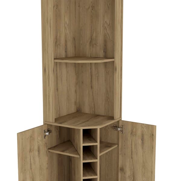 FM FURNITURE Reese Macadamia Corner Bar Cabinet