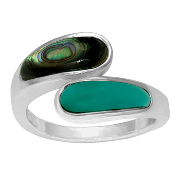 Marsala Silver Plated Paua Shell/Turquoise Bypass Ring - image 