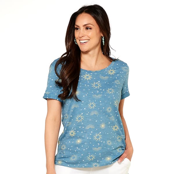 Womens The Sweatshirt Project Short Cuff Sleeve Top-Blue - image 