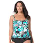 Plus Size Beach House Eclectic Bloom Band Hem Tankini Swim Top - image 1