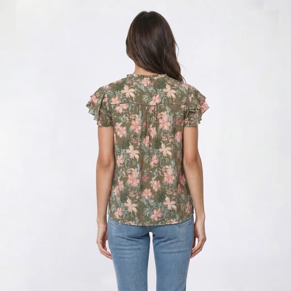 Womens Angels Forever Young Davina Cap Sleeve Floral Blouse