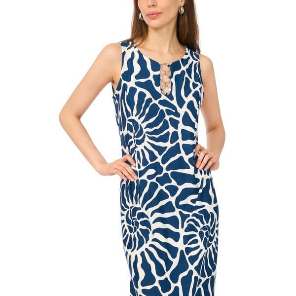 Womens MSK Sleeveless 3 O-Ring Seashell Midi Dress