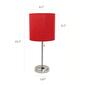LimeLights Brush Steel Lamp w/Charging Outlet/Red Shade-Set of 2 - image 4