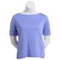 Petite Hasting & Smith Elbow Sleeve Solid Boat Neck Tee - image 1
