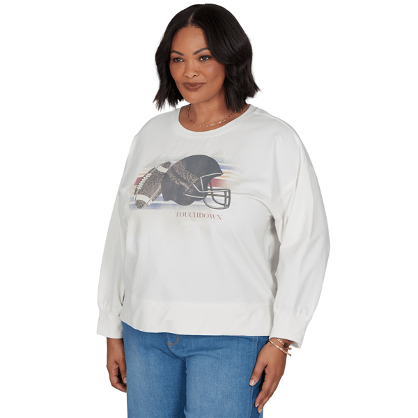 Plus Size Ruby Rd. Game of Luxe Football Graphic Terry Sweatshirt