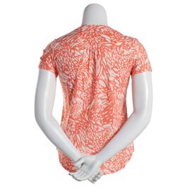 Womens Notations Short Sleeve Coral Jacquard Pleated Blouse